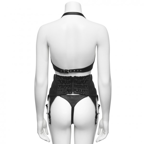 Black Leather Six Strap Suspender Belt