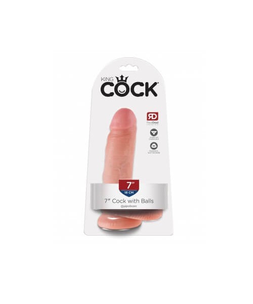 King Cock 7 Inch Cock with Balls-Flesh