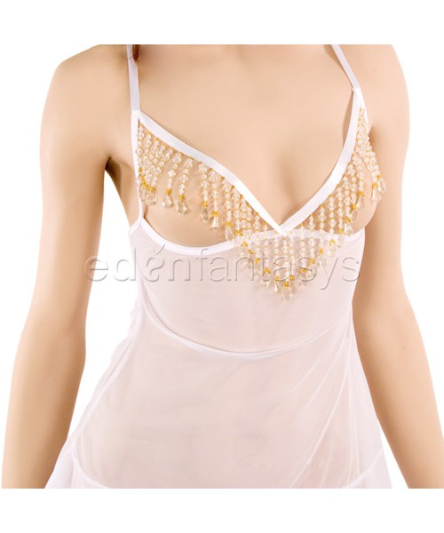 Bustless beaded babydoll set