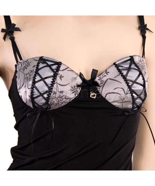 Ecstasy embroidered satin nightdress set