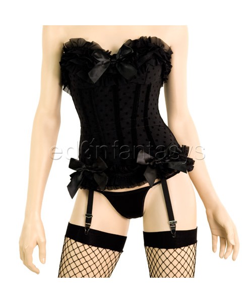 Polka dot mesh corset black