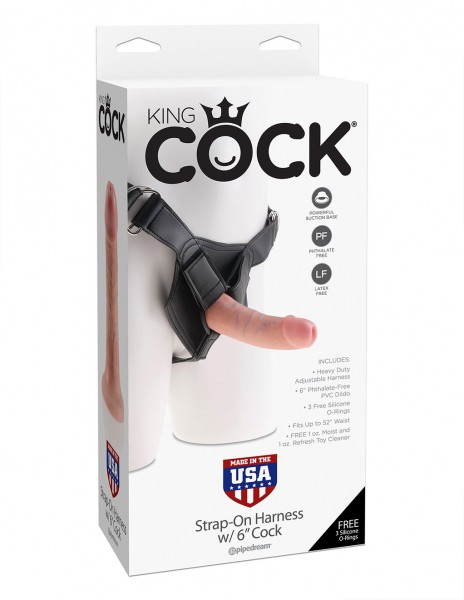 King Cock Strap-on Harness with 6 inch cock