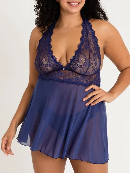 Lovehoney Plus Size Bombshell Blue Lace Babydoll Set — image 16 of 16