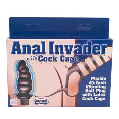 Anal invader with cock cage