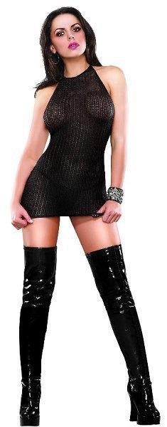 Black Halter Dress & G-String