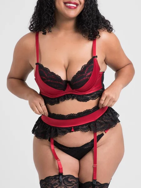 Lovehoney Plus Size Empress Red Satin and Lace Bra Set — image 18 of 18