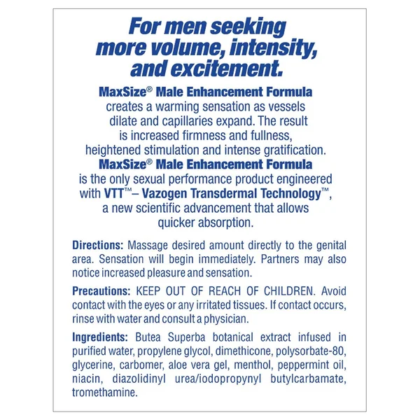Max Size Male Enhancement Cream - 5 oz Tube — image 4 of 4