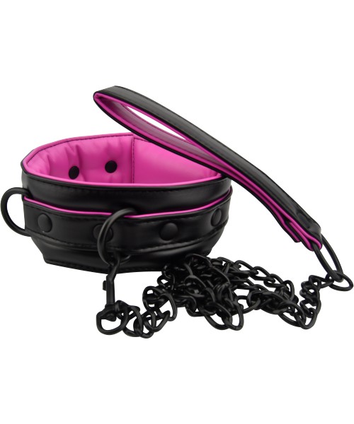 Bound to Please Pink & Black Bondage Collar & Leash