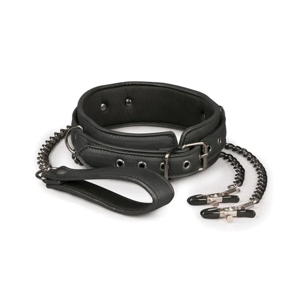 Easy Toys Faux Leather Collar w/Nipple Chains — image 6 of 10