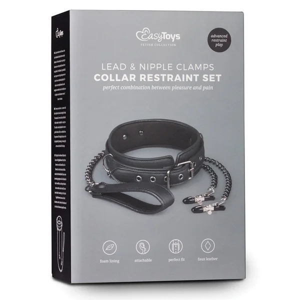 Easy Toys Faux Leather Collar w/Nipple Chains — image 10 of 10