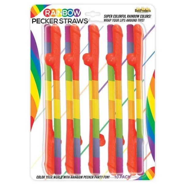 Rainbow Pecker Straws Pack of 10 — image 7 of 8