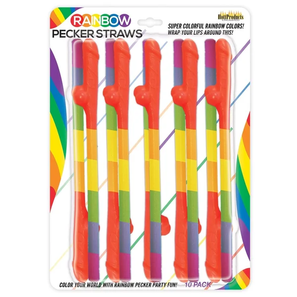 Rainbow Pecker Straws Pack of 10 — image 5 of 8