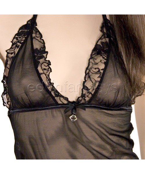 Stretch lace chemise and g-string
