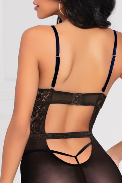 Seven Til Midnight Intimate Detail Black Lace Chemise with G-String