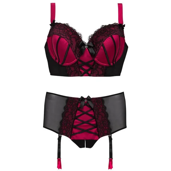 Lovehoney Plus Size Boudoir Belle Cherry Push-Up Longline Bra Set — image 24 of 24