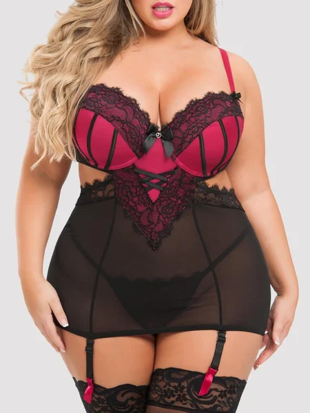 Lovehoney Plus Size Boudoir Belle Cherry Cut-Out Chemise Set — image 21 of 21
