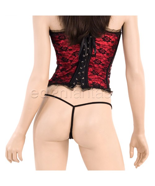 Red satin and lace bustier