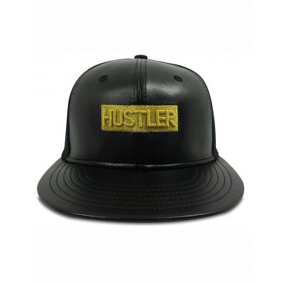 HUSTLER Faux Leather Flat Brim