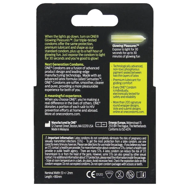 ONE Glowing Pleasures Condoms - Box of 3 — image 6 of 6
