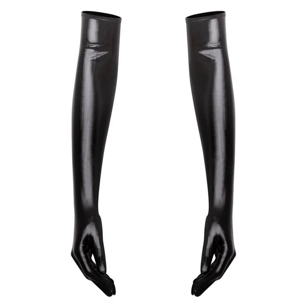 Lovehoney Plus Size Black Wet Look Elbow-Length Gloves — image 3 of 3