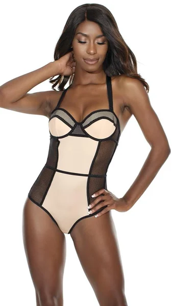 Barely There Nude & Black Color Block Teddy — image 6 of 7