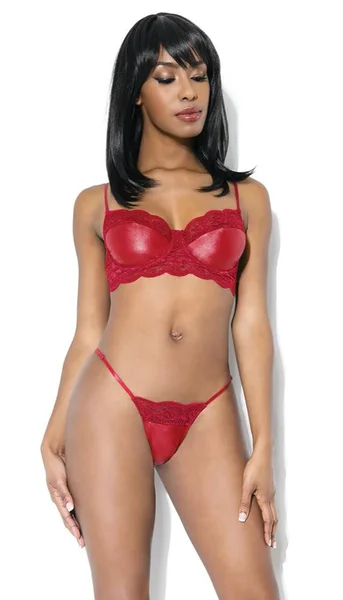 Merlot Wetlook Bra & G-String Set — image 6 of 7