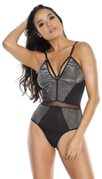 Strappy Shimmer & Fishnet Thong Teddy — image 10 of 13