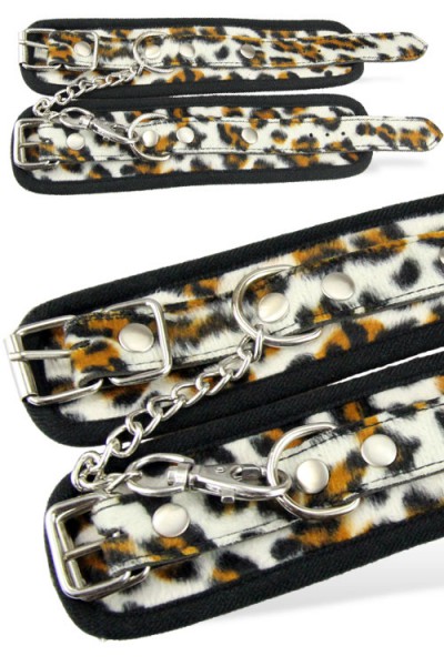 Berlin Baby Leopard Print Faux Fur Handcuffs