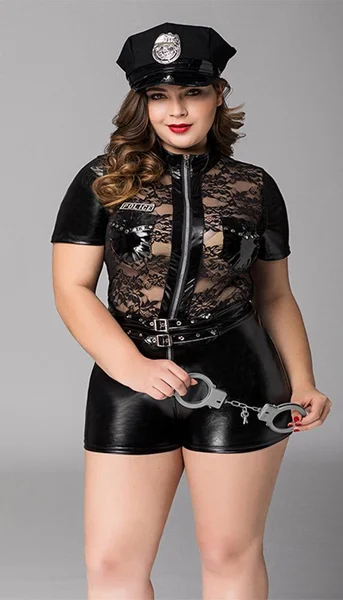 Sexy Adult Police Costume - Lace Zip-Up Romper — image 8 of 10