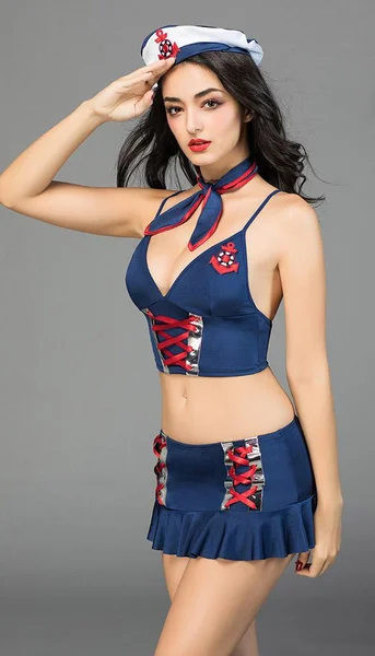 Sexy Sailor Lace Up Costume with Neck Tie — image 9 of 10