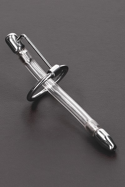 Shots Toys Stainless Steel & Silicone Cum-Through Penis Plug with Glans Ring
