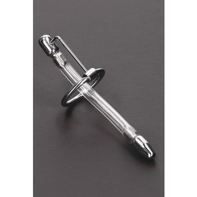 Shots Toys Stainless Steel Silicone Cum Through Penis Plug with Glans Ring