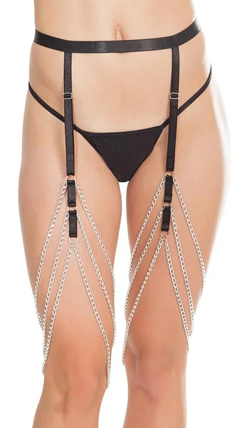 Silver & Black Chain Garter Belt — image 6 of 7