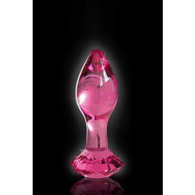 Pipedream 3 6 Icicles Pink Glass Butt Plug with Round Cut Base