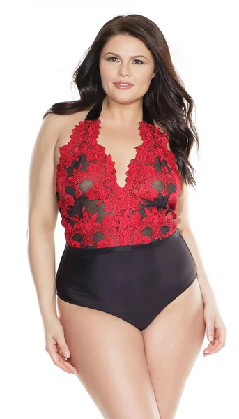 Deep V-Neck Embroidered Teddy — image 14 of 16