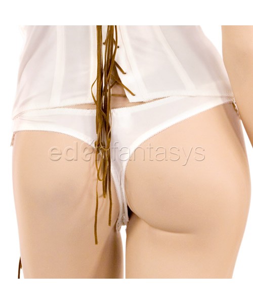 Embroidered corset with thong