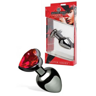 Master Series Metal Butt Plug with Jewel Heart Base