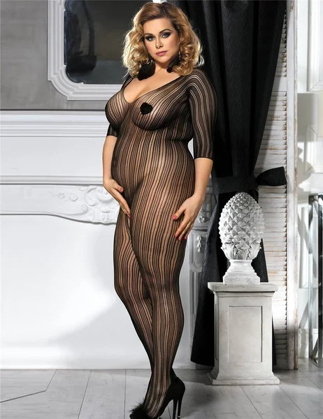 Black Striped Bodystocking - One Size and Queen Available — image 12 of 13