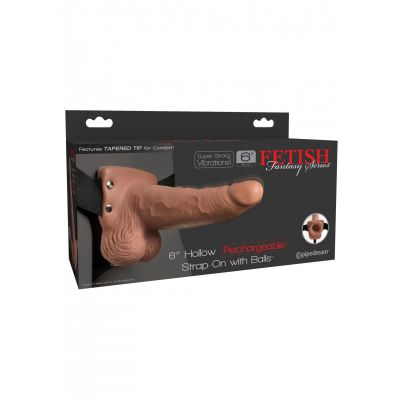 Fetish Fantasy 6 Inch Hollow Rechargeable Strap On with Balls
