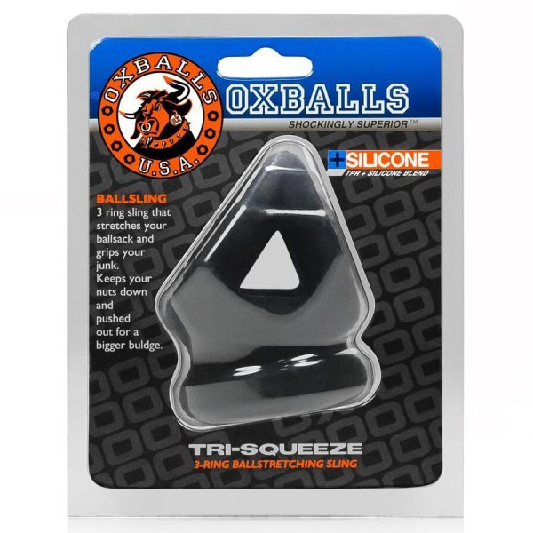 Oxballs Tri-Squeeze Ball-Stretcher & Cock Cage | Black Ice