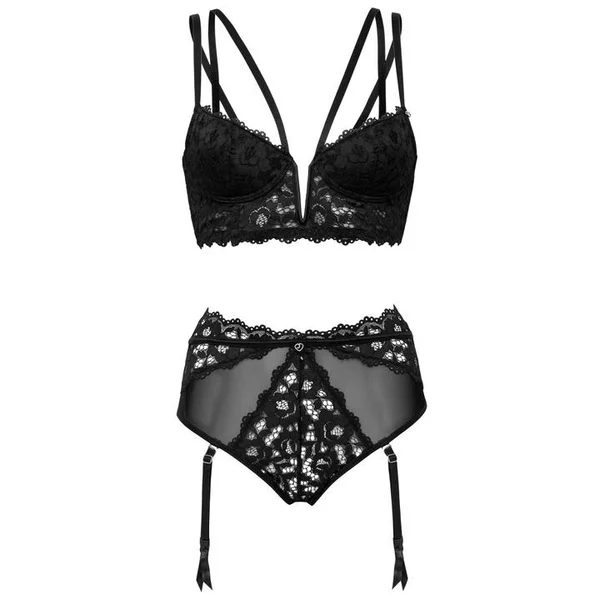 Lovehoney Parisienne Black Plunge Longline Bra and Crotchless Thong Set — image 22 of 22