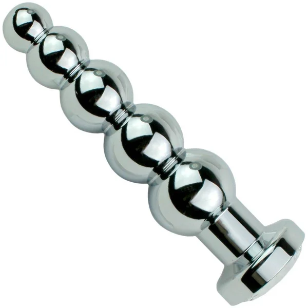 Beaded Metal Anal Fetish Plug with Crystal Base — image 8 of 10