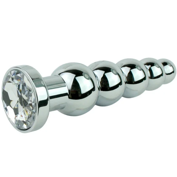 Beaded Metal Anal Fetish Plug with Crystal Base — image 10 of 10