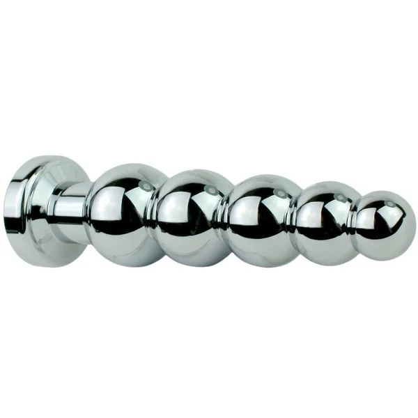 Beaded Metal Anal Fetish Plug with Crystal Base — image 9 of 10