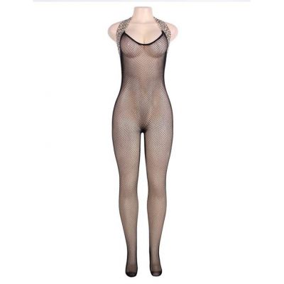 Leopard Trim Bodystocking One Size Fits Most