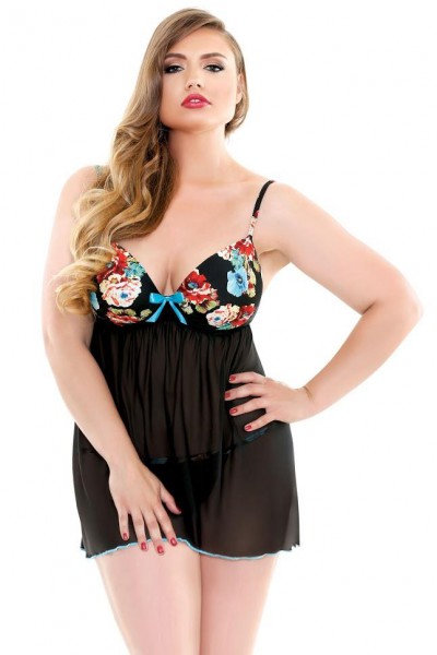 Curve - Dahlia Molded Cup Babydoll & G-string (Plus Size)
