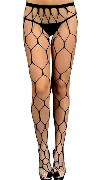Black Hexagon Net Pantyhose - One Size Fits Most — image 6 of 7
