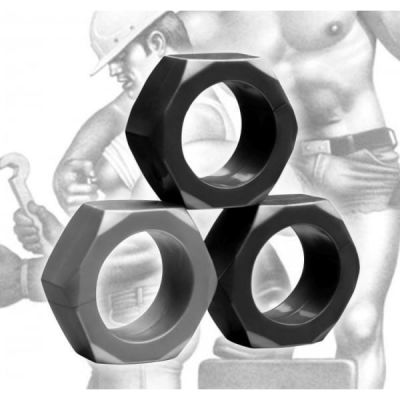 Tom of Finland Hex Nut Cock Ring Set Set of 3