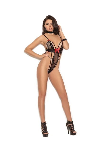 Strappy Lace Teddy with Bows — image 6 of 7