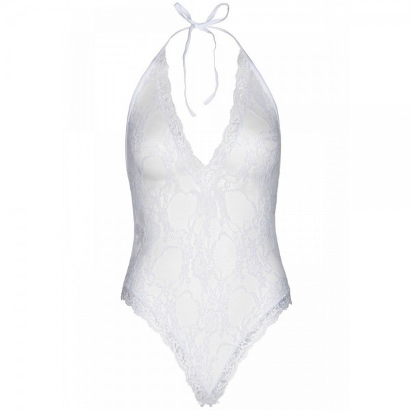 Leg Avenue Lace Deep-V Teddy & Stockings